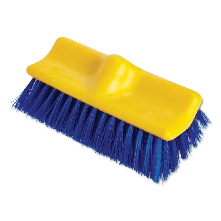 FG633700BLUE 10 in. Brush 10 in. Plastic Block Threaded Hole Bi-Level Deck Scrub Brush - Blue Polypropylene Bristles