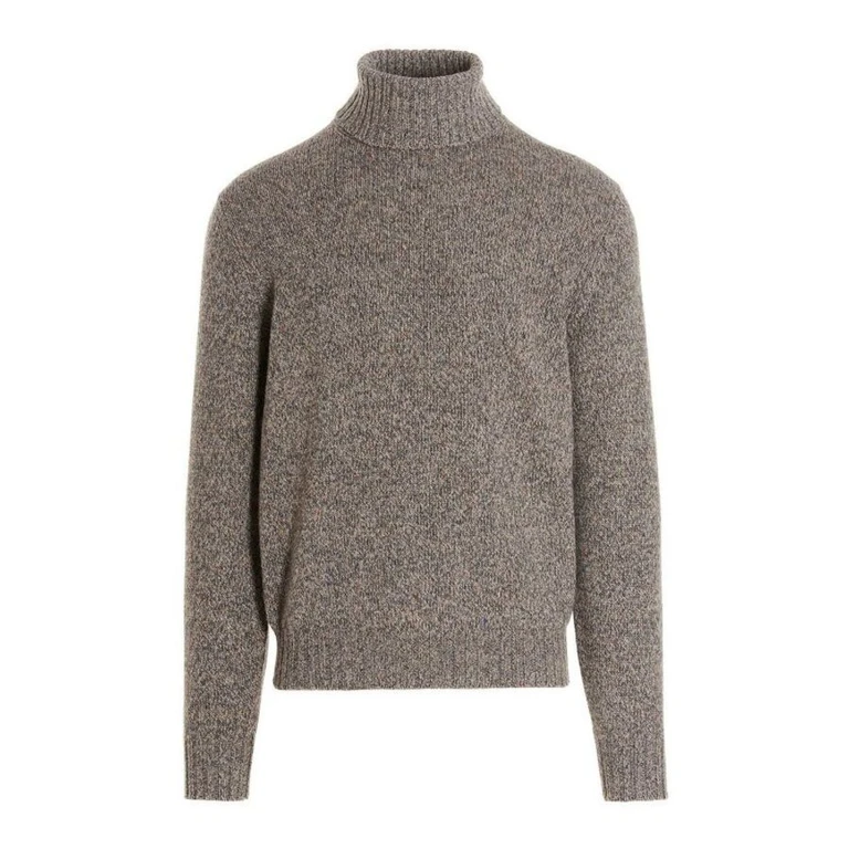 Grey Wool Turtleneck Sweater