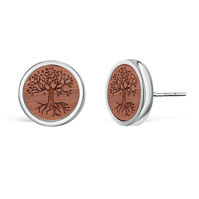Elegant Stainless Steel Tree of Life Earrings 41424.W2.E.03