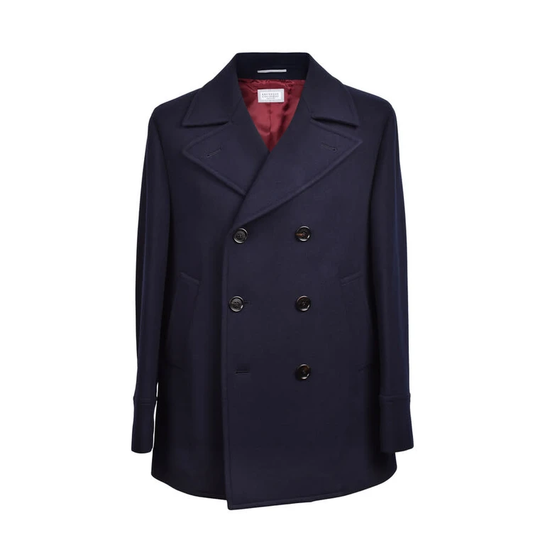Navy Cashmere Blend Pea Coat