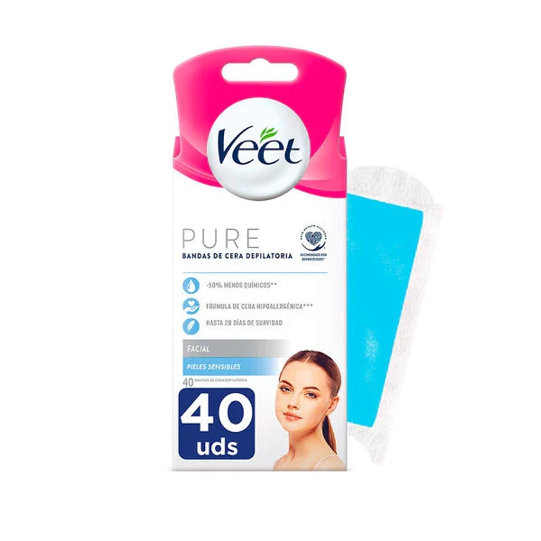 Pure Facial Wax Strips Sensitive Skin 40 U