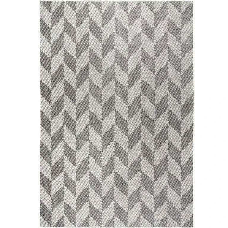 New York Patio Country Calla Contemporary Herringbone Indoor/Outdoor Area Rug - Black/Grey 1'9'x2'11':