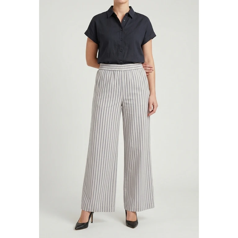 Off White Striped Wide Trousers