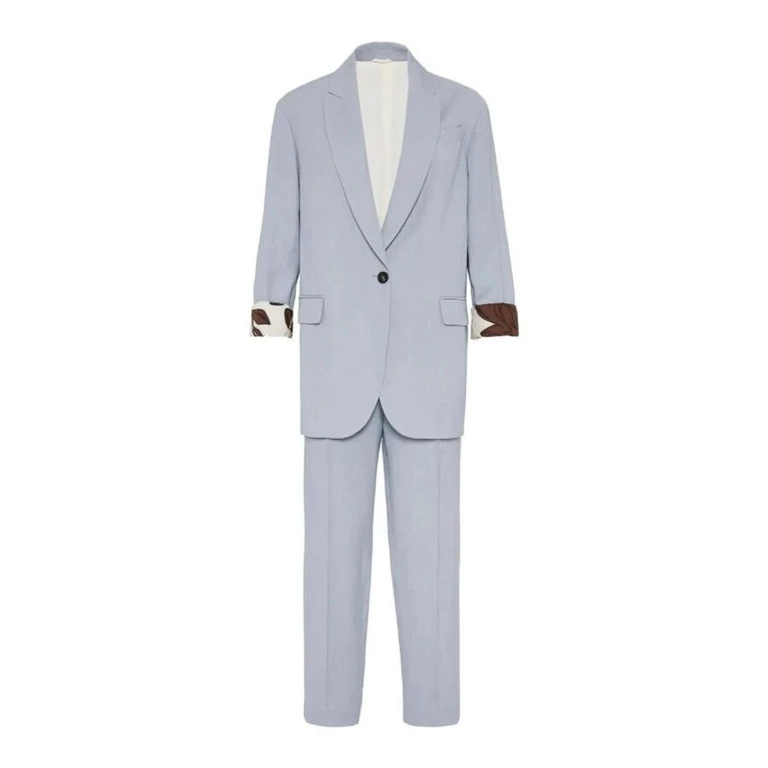Wopowder Blue Linen Viscose Suit Trousers