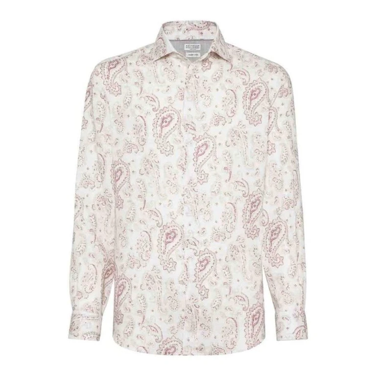 Men'S Raspberry Paisley Linen Shirt