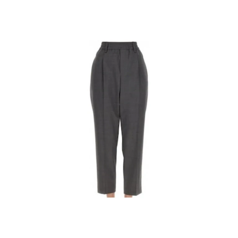 Wodark Grey Wool Tapered Trousers