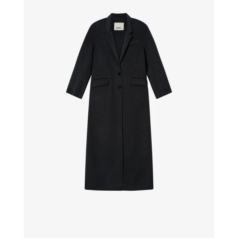 ISABEL MARANT Single-Breasted Long Coat in Wool and Cashmere with Lapels (MA0575FAD3D03I02AN)