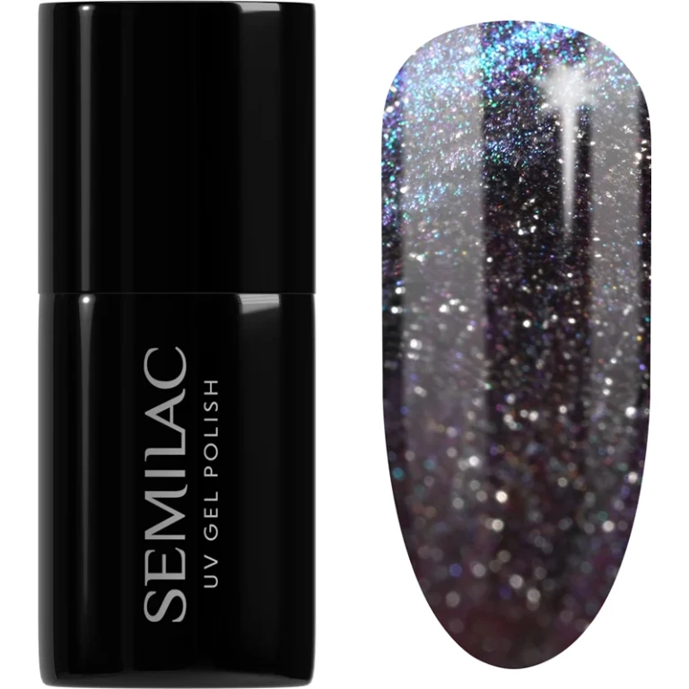 UV Hybrid Galaxy Flash Gel nail polish with UV/LED lamp color 828 Grey Holo 7 ml