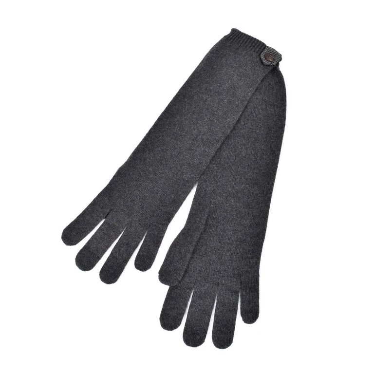 Women'S Black Cashmere Gloves With Bead Accent