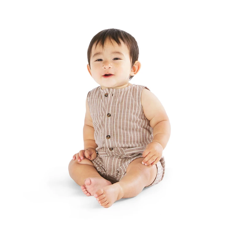 Boys Romper Brown 6M:- Brown, 6M