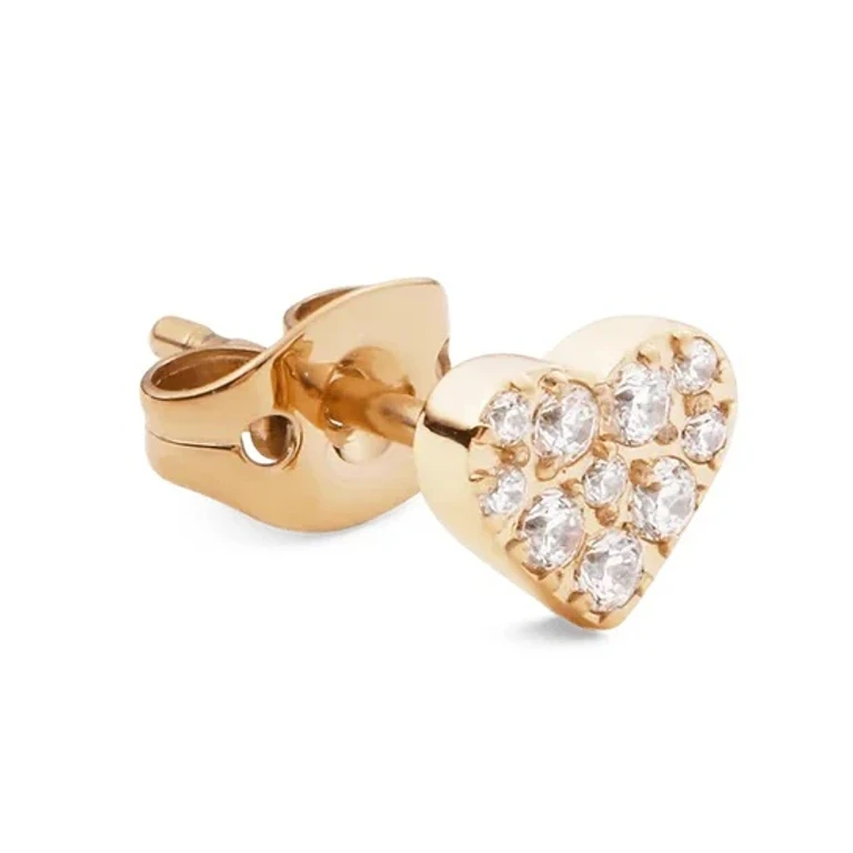 Single golden heart earring with crystals DW00400868