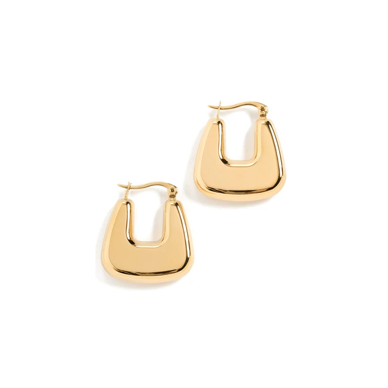 Solid Graduated Square Shape Hoop Earrings Gold One Size