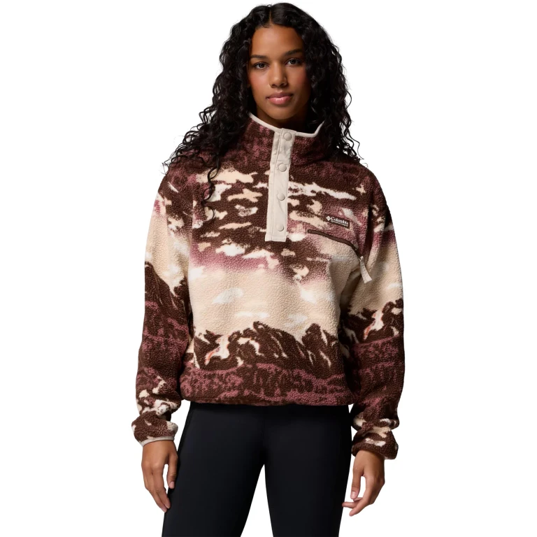 Helvetia II Printed Cropped Half Snap Fleece Pullover - Women's