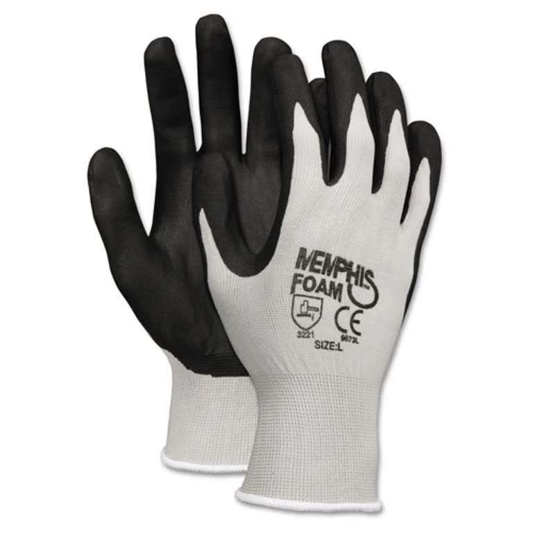 9673M Economy Foam Nitrile Gloves - Medium Gray/Black (1 Dozen)