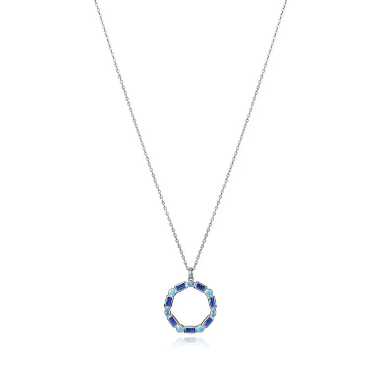 Bellissima Silver Necklace with Blue Zircons Elegante 9121C000-33
