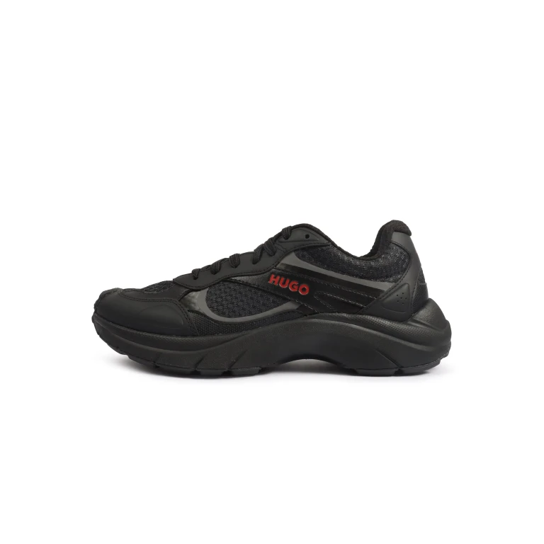 Mens Trainers Leather Mesh - Black