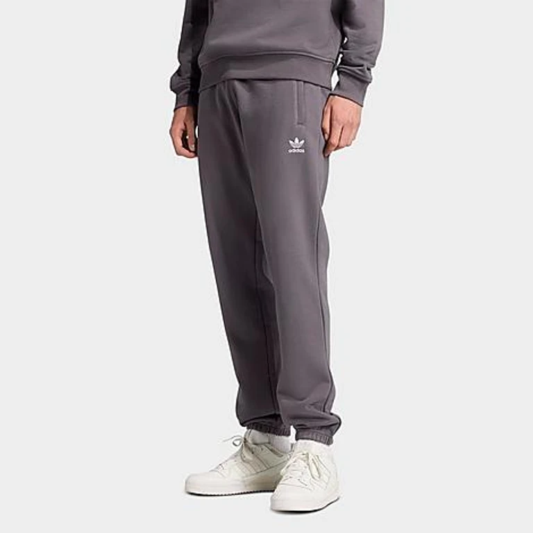 adidas Men's Originals Trefoil Essentials Fleece Jogger Pants in Grey Strata Size: XS