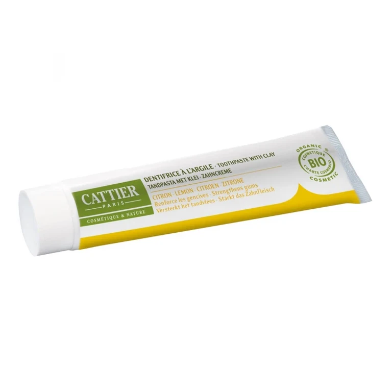 Cattier Dentargile Remineralizing Clay Toothpaste Strengthens the Gums with Organic Lemon Essential Oil 75ML
