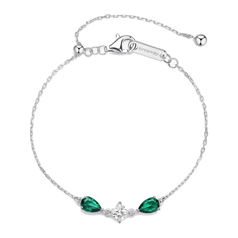 Silver Bracelet with Cubic Zirconia Fantasy Verde Life Flg112