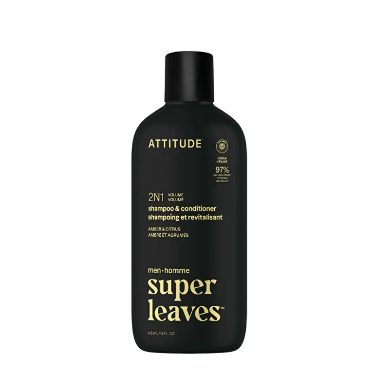 2 In 1 Volumizing Shampoo And Conditioner For Men Super Leaves Amber & Citrus (Shampoo And Conditioner) 415 Ml