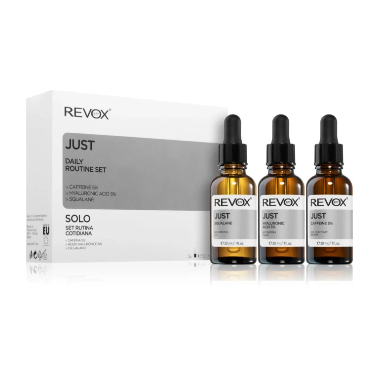Daily Routine: Just Nourishing Squalane Face Oil 30 ml + Just Caffeine 5% Dark Circle Anti-Aging Eye Serum 30 ml + Just Hyaluronic Acid 5% M