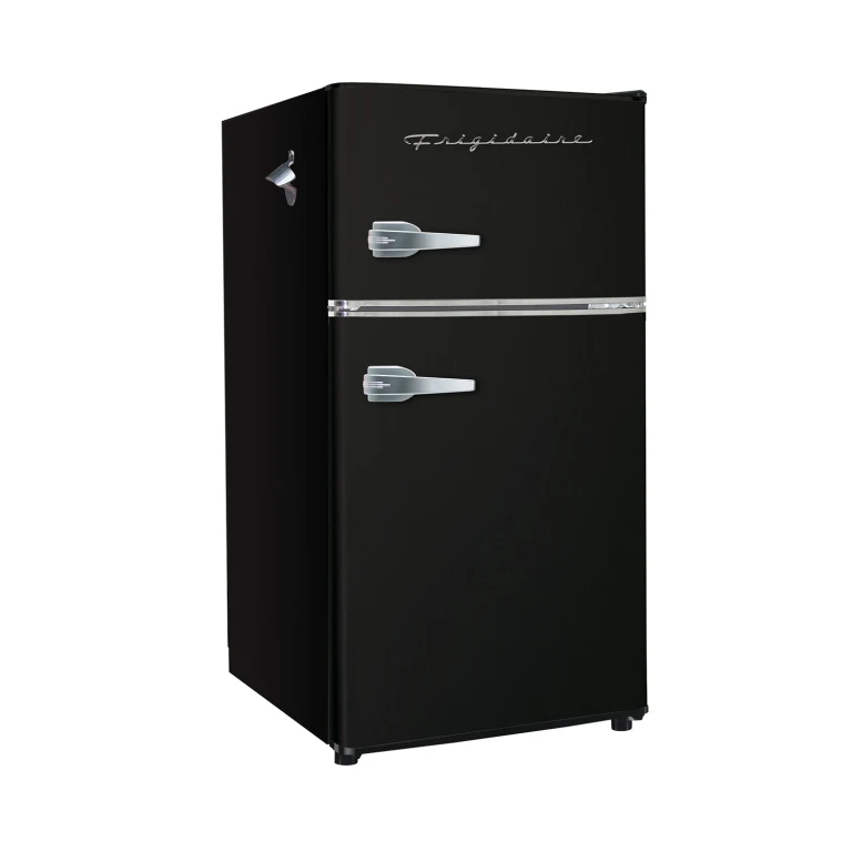 , Retro 3.2 Cu. Ft., Two Door Refrigerator with Built-In Bottle Opener (Black):- Black