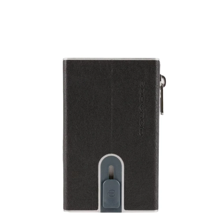 , Leather Credit Card Holder, Square Sliding System, PP5585B3R, Black, Men
