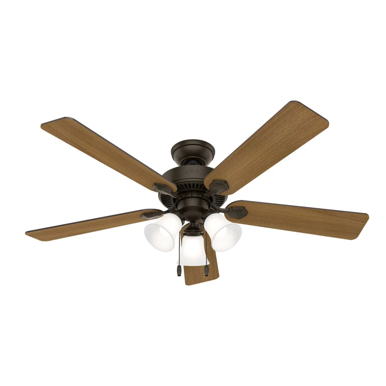 52' Swanson Indoor Ceiling Fan with LED 3 Light and Pull Chain - New Bronze:- Bronze