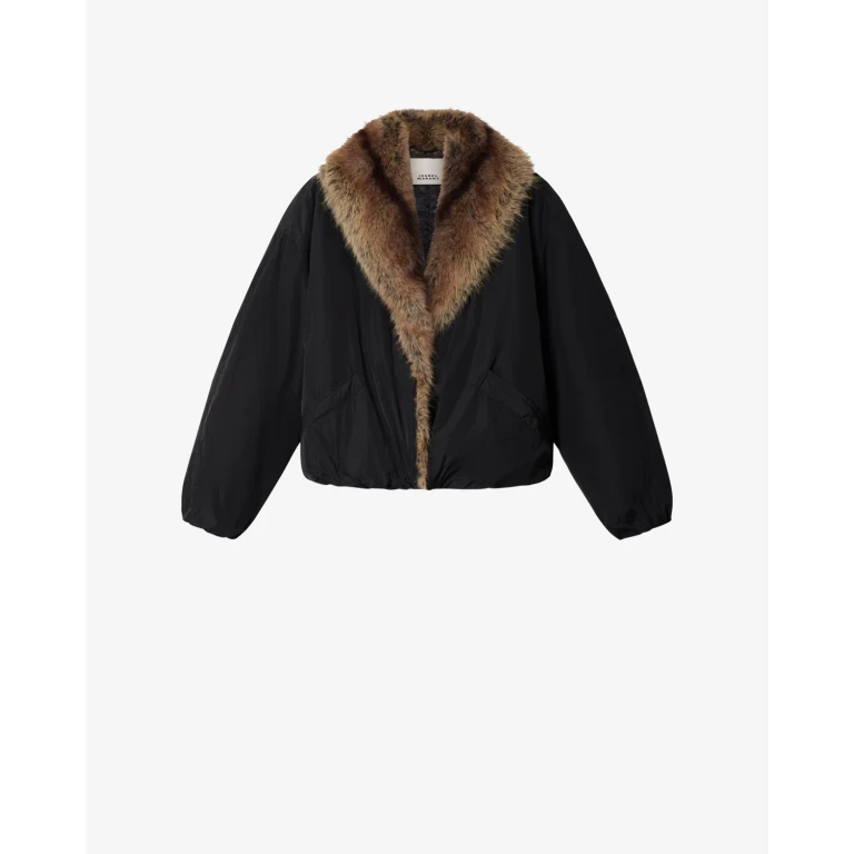 ISABEL MARANT Charone Relaxed-Fit Faux Fur Bomber Jacket (VE0606FAD1C01I01BK)