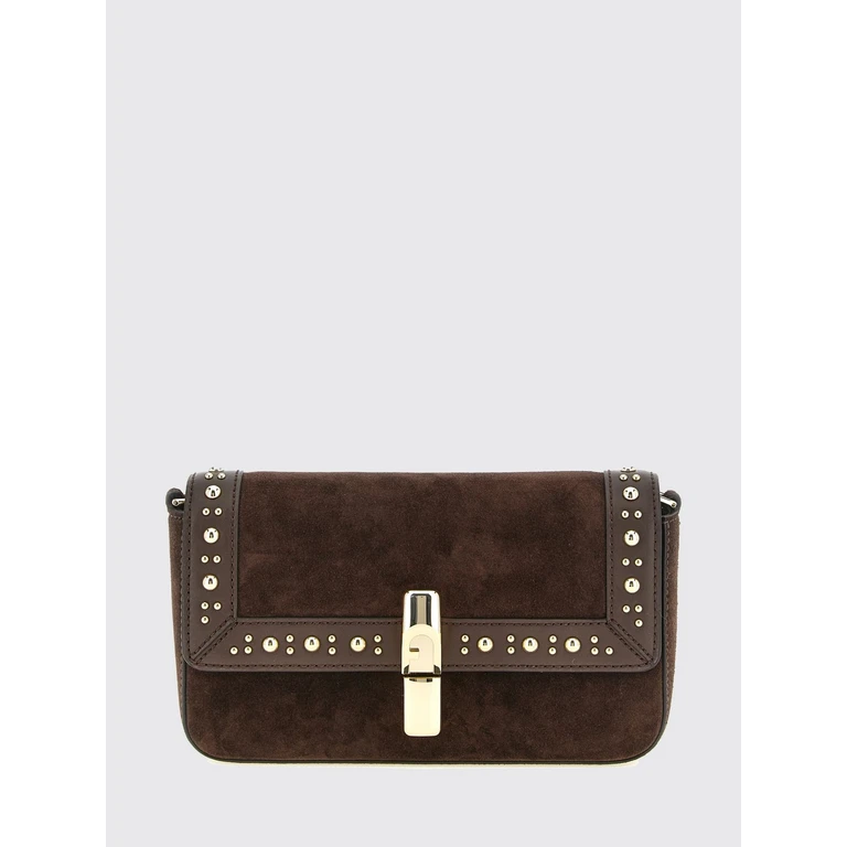 Bolsa de ombro Furla Iride em camurça marrom escuro