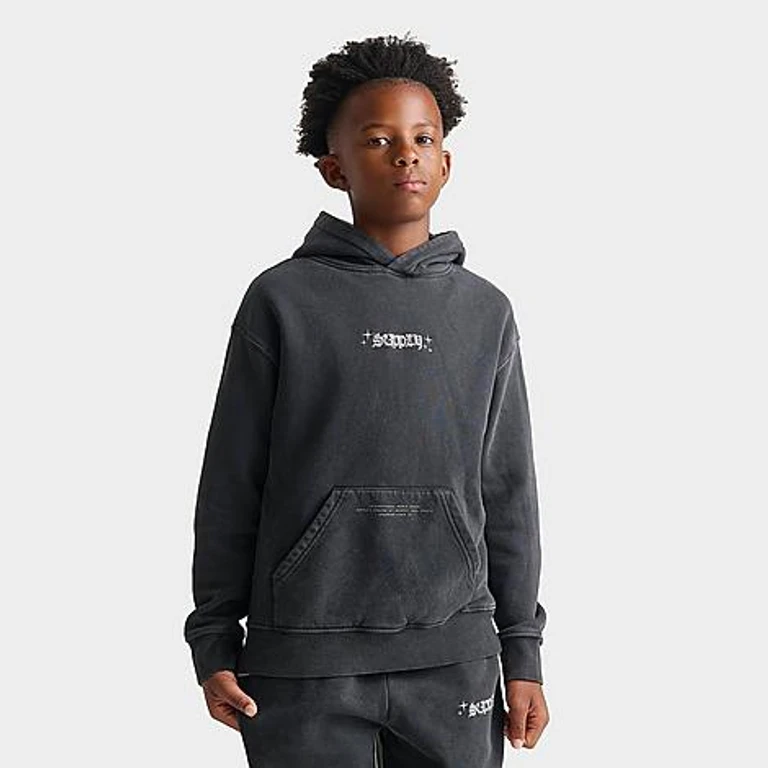 Big Kids Quita Fleece Pullover Hoodie in Black Size: Small