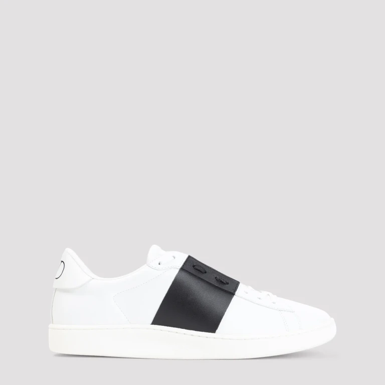 VALENTINO GARAVANI Open Calf Leather Sneakers with Contrasting Band (S0830BLUDAH)