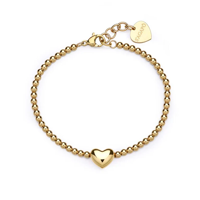 Heart-Shaped Beaded Bracelet Gold Plated Stellar Sse40