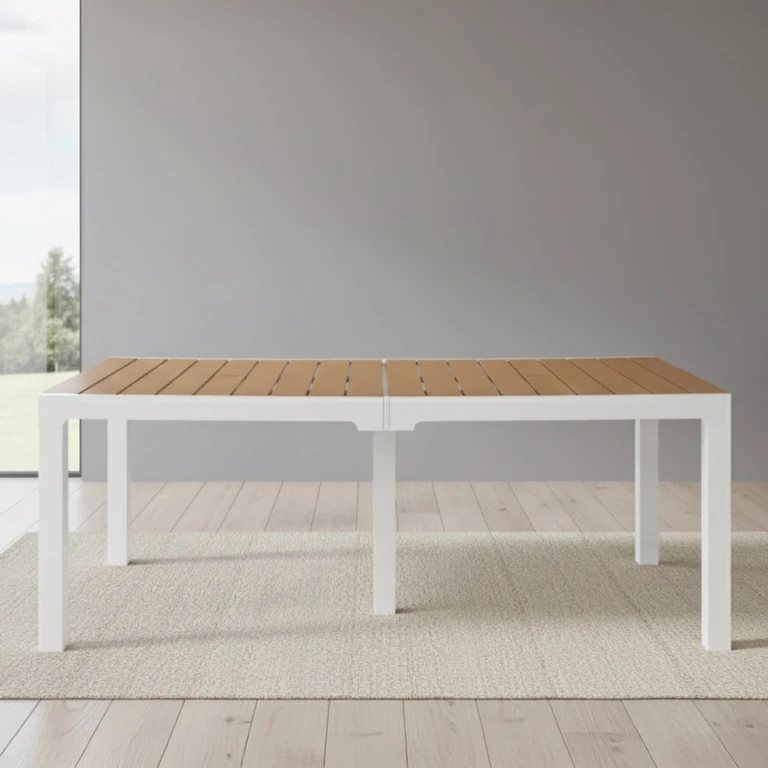8-Seat Dining Table in White / Teak Brown
