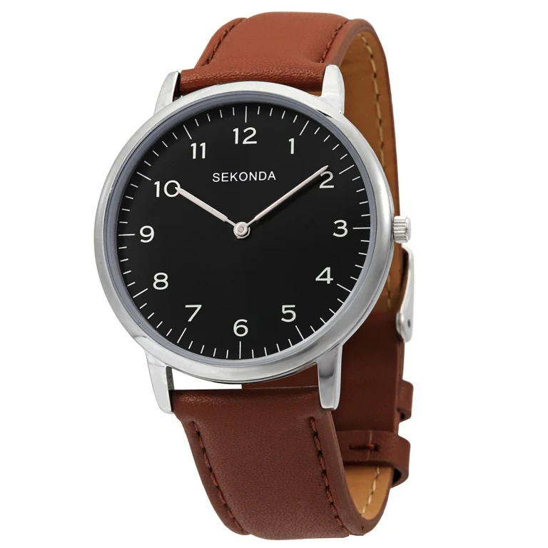Quartz watch with leather strap 1348.84 for men