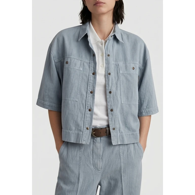 Wolight Blue Linen Blend Shirt