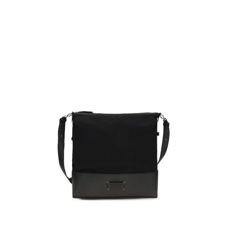 Hammered Calf Leather Hobo Shoulder Bag â Black