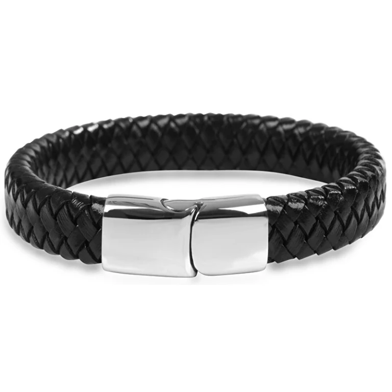 Men's Bracelet in Black Braided Leather