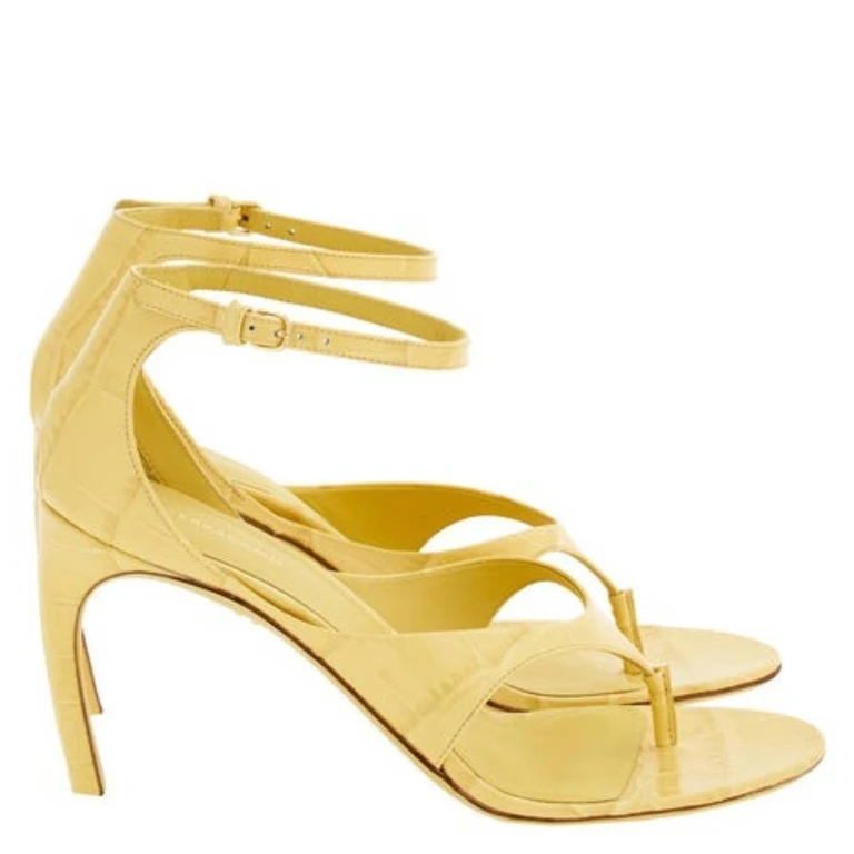Zoele 85 Croc-Embossed Leather Sandals, Size 7 C