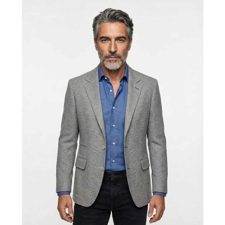 Pearl Grey Wool Blend Blazer
