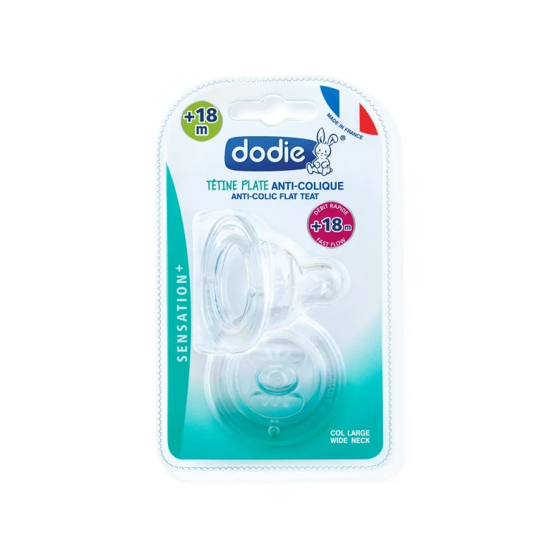 Sensation+ Flat Wide Neck Teats in Fast Silicone +18 Months