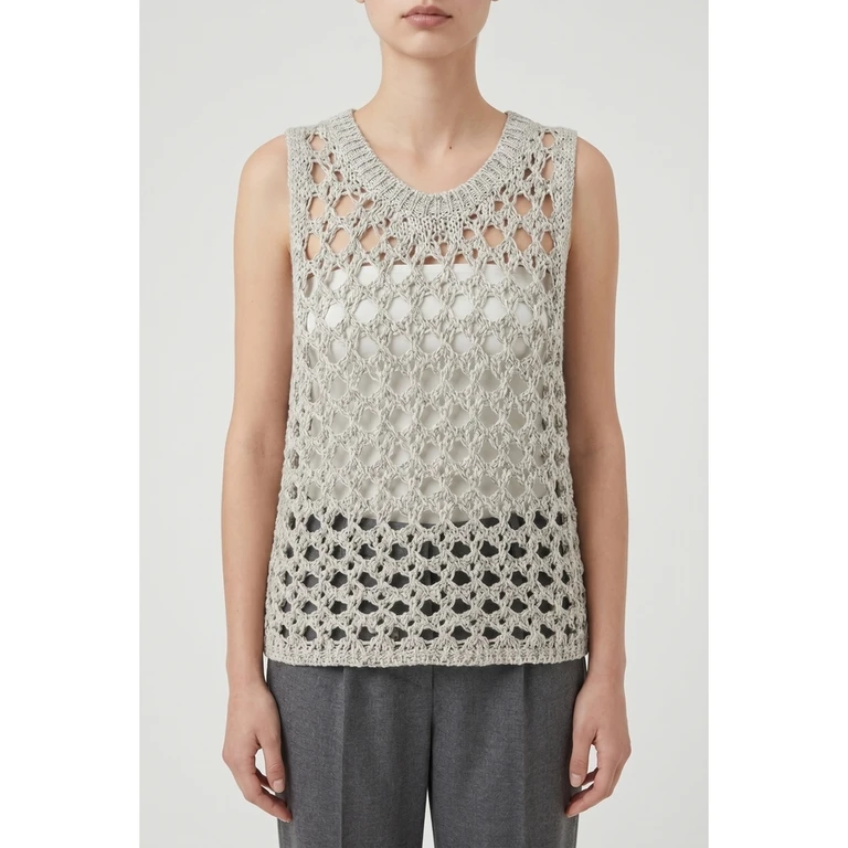 Wolight Grey Openwork Knit Sweater