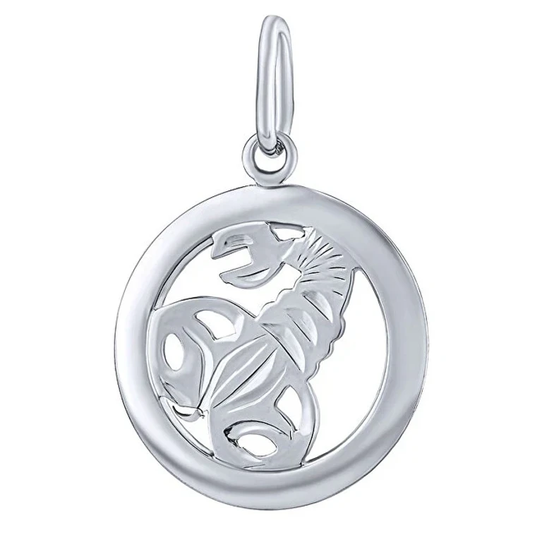 Silver Pendant Zodiac Sign Scorpio - Round Silvegob10283S11