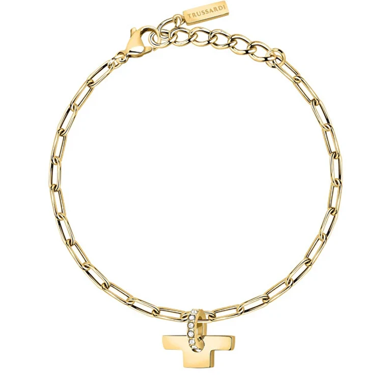 Elegante Gold-Plated Bracelet with T-Logo Crystals Tjaxc24