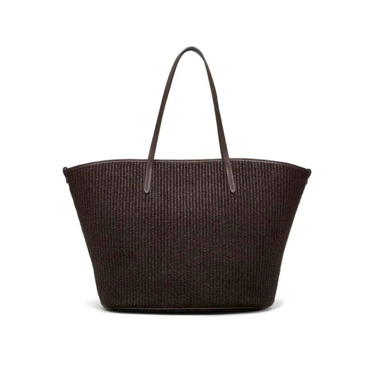 Womens Dark Brown Woven Tote Bag