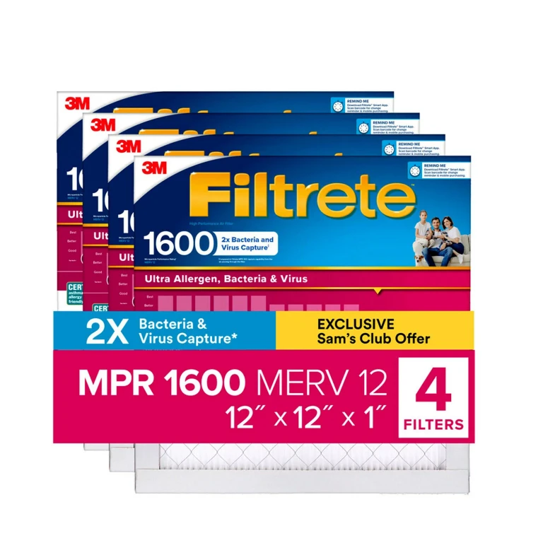 Filtrete Ultra Allergen 2X Bacteria and Virus Filter 12X12X1 IN. FILTER:- 12 x 12 x 1