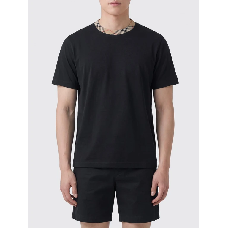 Cotton T-shirt with Check Detail (8125509)