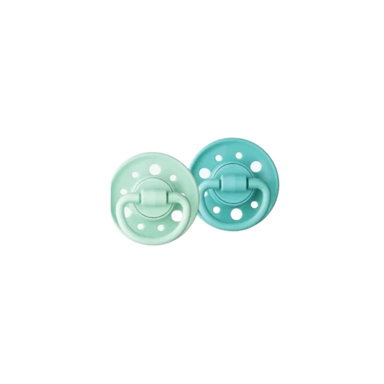 Set of 2 round natural rubber lollipops 6-36 months Green/Pastel Green