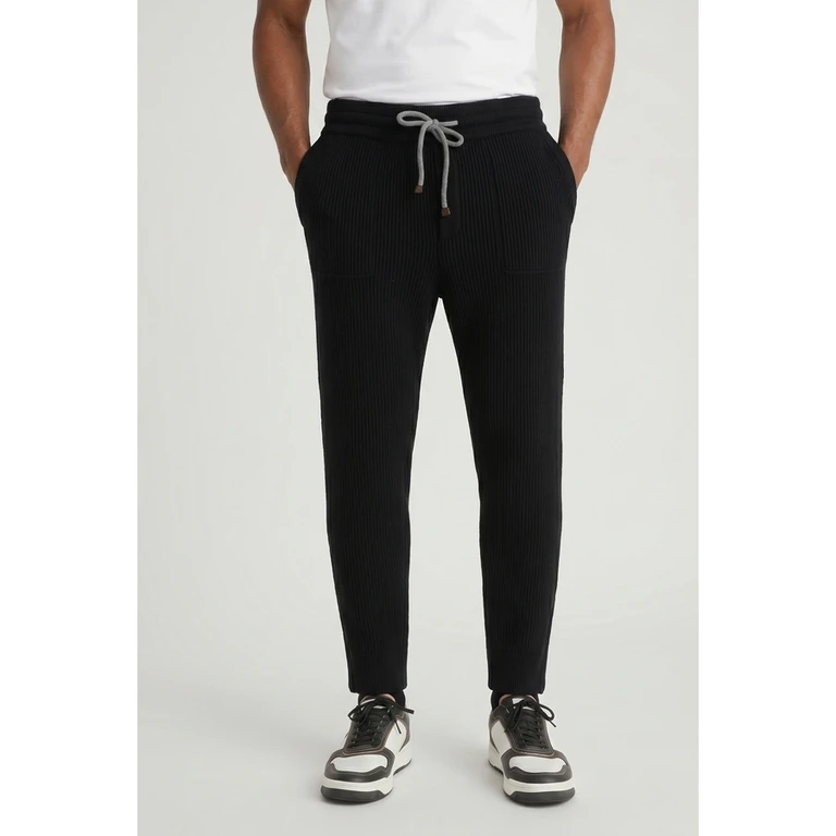 Black Wool Knit Trousers