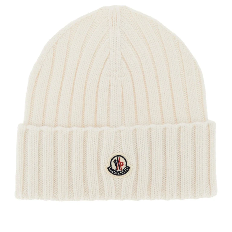 Wool beanie hat with logo patch Woman One Size
